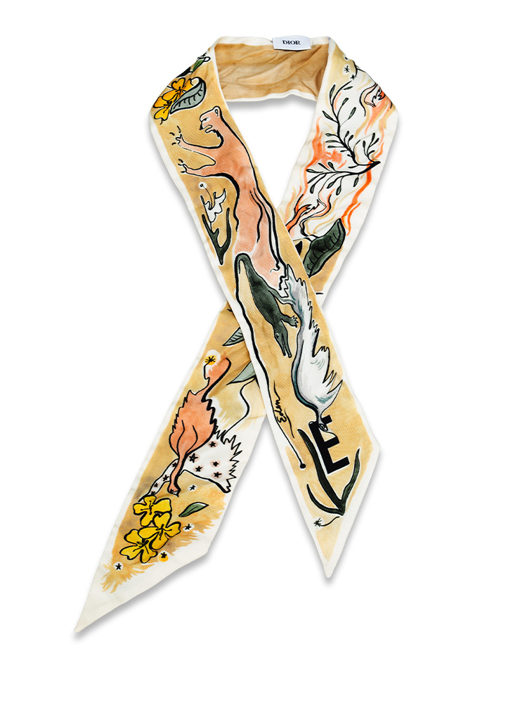 Silk ABCDior E Mitzah Scarf Beige Multicolor