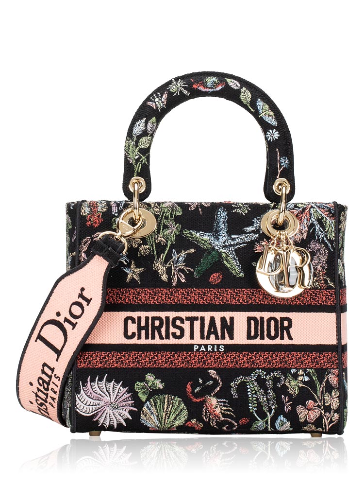 Toile Embroidered Cabinet De Curiosites Medium Lady D-Lite Black Multicolor