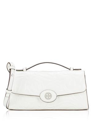 Robinson Floral Embossed Top Handle Chain Wallet Blanc