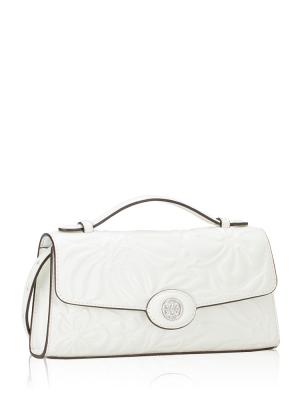 Robinson Floral Embossed Top Handle Chain Wallet Blanc