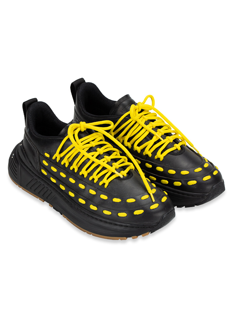 Calfskin Speedster Sneakers Nero Bright Yellow Sz 41