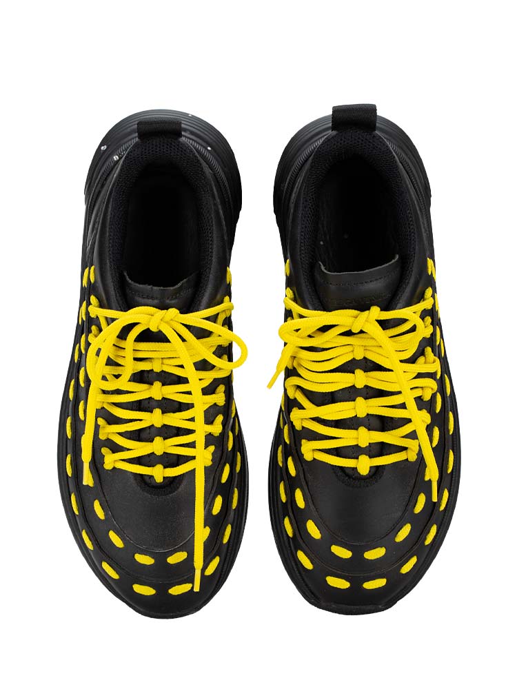 Calfskin Speedster Sneakers Nero Bright Yellow Sz 41