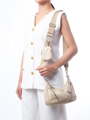 1BH204 Tessuto Saffiano Multi Pochette Shoulder Bag Deserto