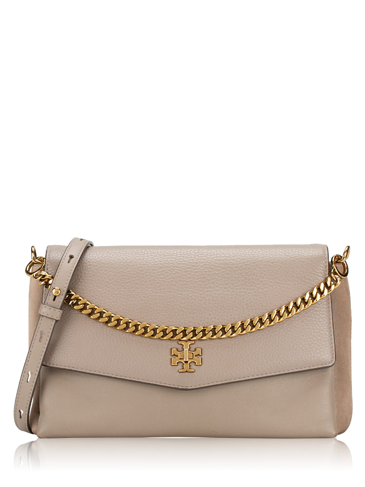 Kira Mixed Materials Shoulder Bag Gray Heron