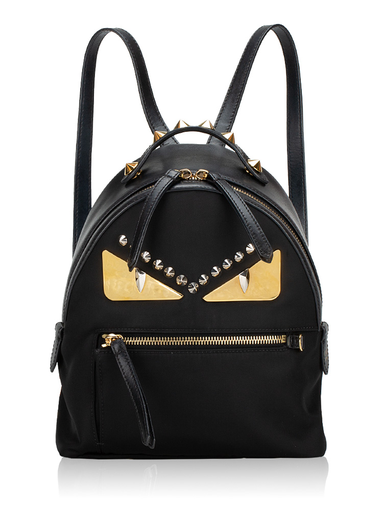 Nylon Monster Eyes Studded Mini Backpack Nero Fiori Cryst