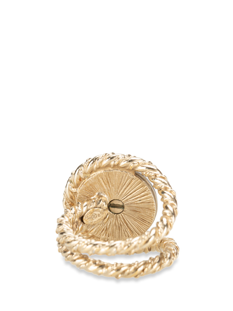 Metal Coco Mark Scarf Ring Gold Silver Sz 11