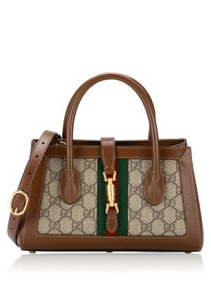 GG Supreme Web Jackie 1961 Small Tote Beige Ebony Brown Sugar