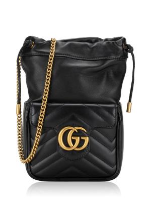 Calfskin Matelasse GG Marmont Mini Bucket Bag Black