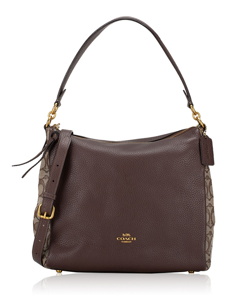 4645 Signature Jacquard Shay Shoulder Bag Brown