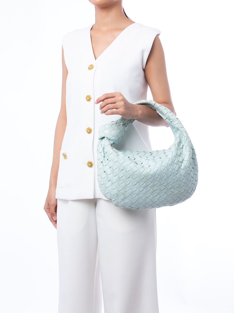 Nappa Intrecciato Jodie Teen Hobo Teal Washed