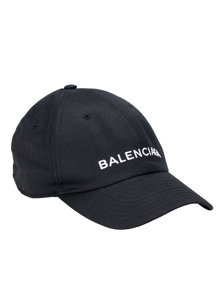 Logo Embroidered Baseball Cap Black White