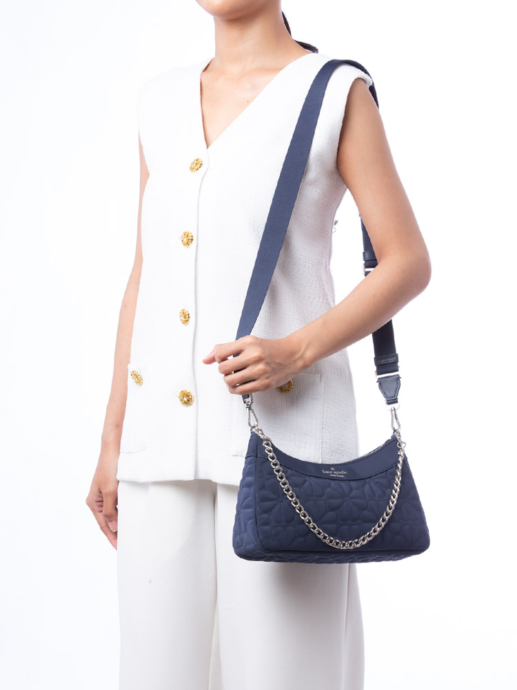 Spade Flower Quilted Convertible Crossbody Parisian Navy