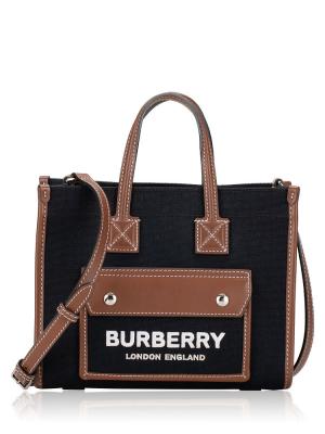 Canvas Two Tone Freya Mini Tote Black Tan