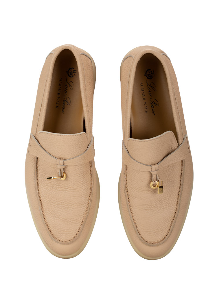 Deerskin Summer Walk Loafers Natural Light Camel Sz 39.5