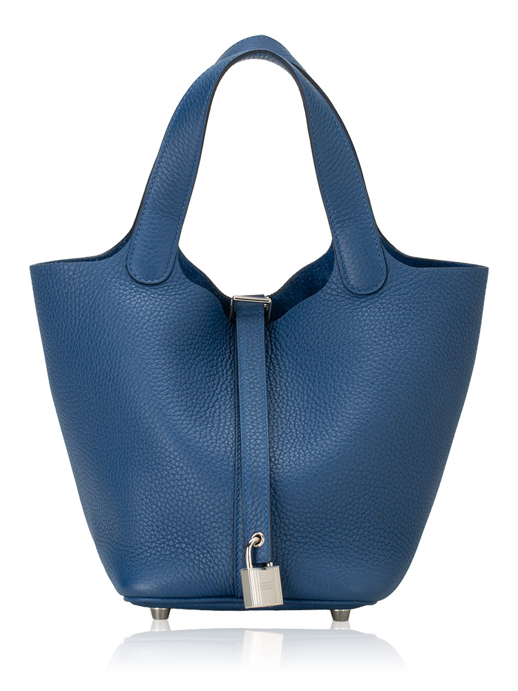 Taurillon Clemence Picotin Lock 18 PM Bleu Saphir