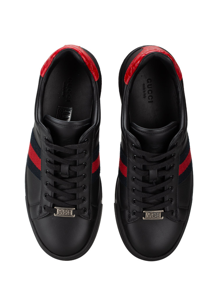 Calfskin Web Ace Platforrm Sneakers Black Hibiscus Red Sz 38