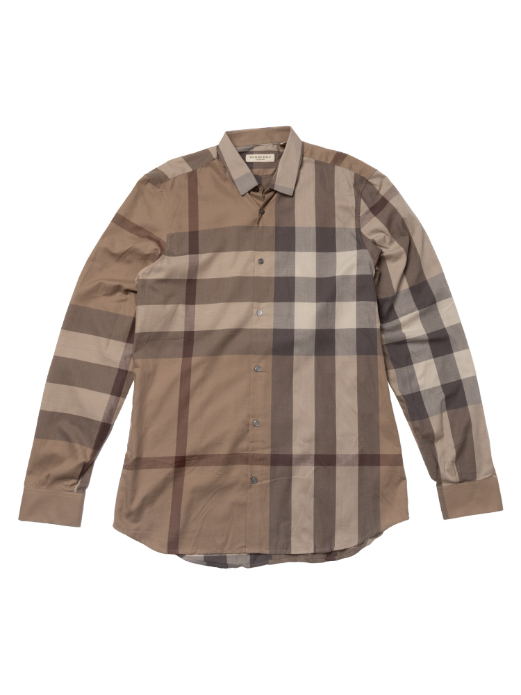 Cotton Check Long Sleeve Shirt Smoked Trench Sz L