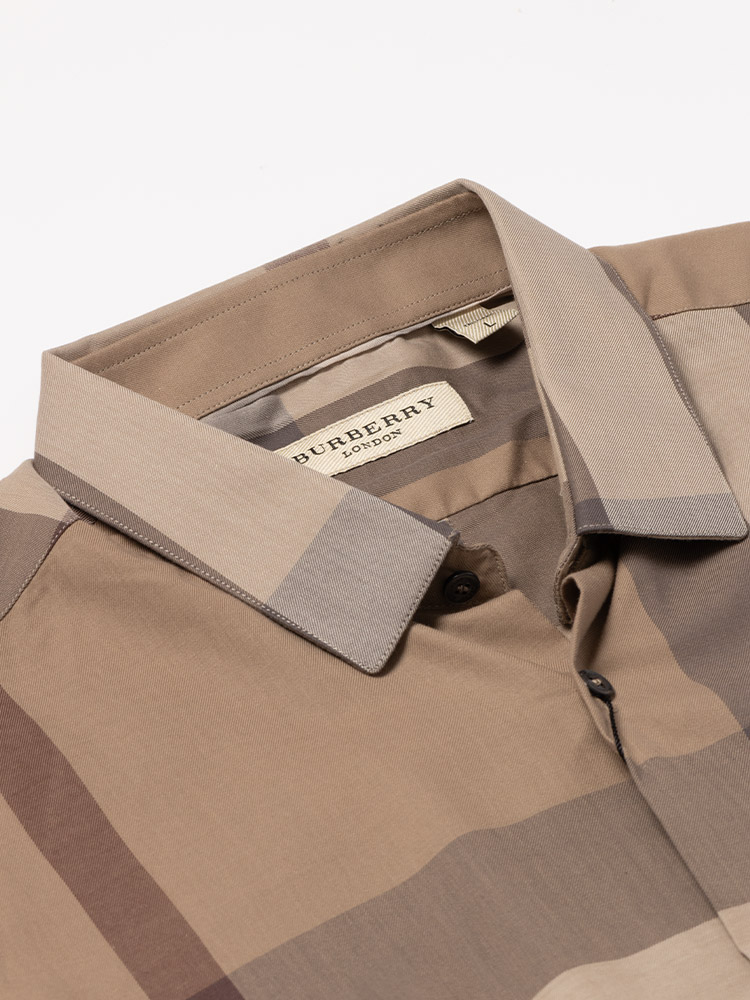 Cotton Check Long Sleeve Shirt Smoked Trench Sz L