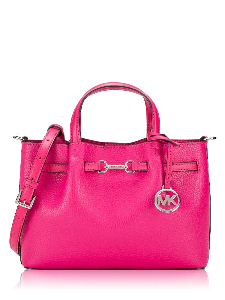 Carson Small Pebbled Leather Satchel Dragonfruit