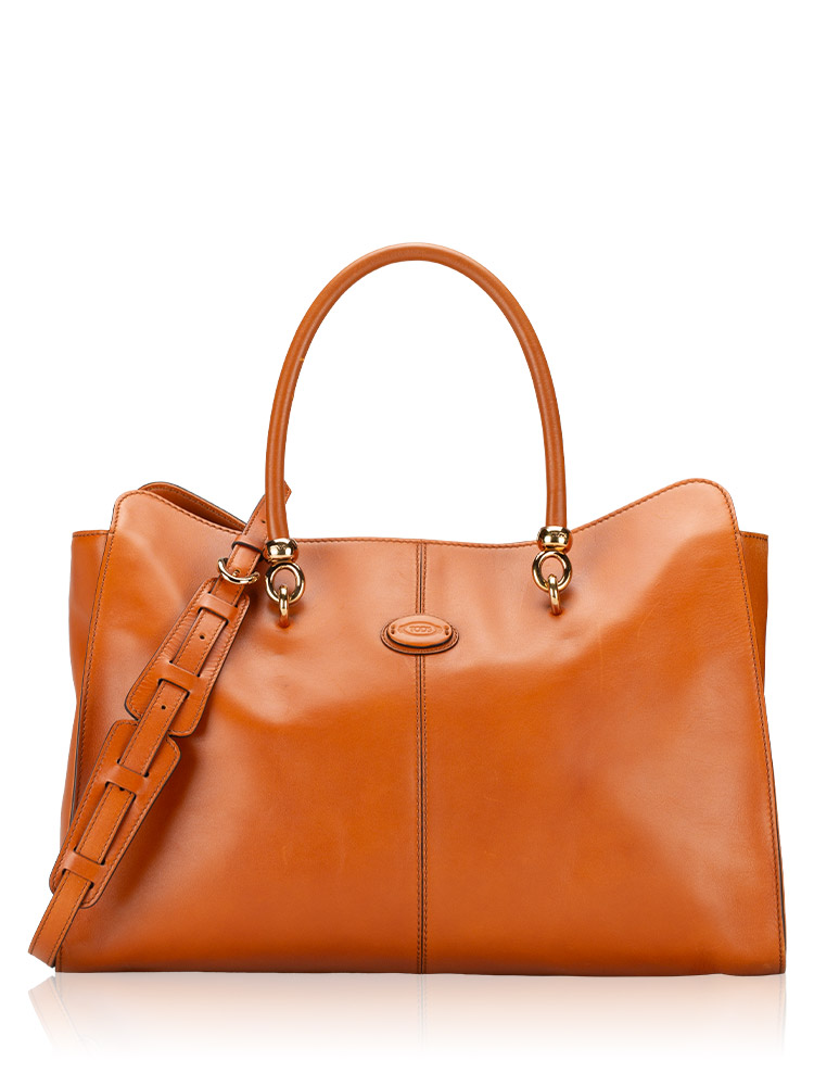 Calfskin Sella Medium Bowler Bag Brown