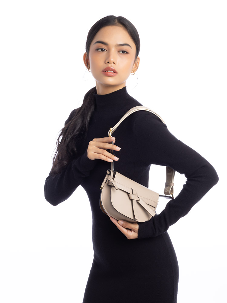 Calfskin Jacquard Mini Gate Dual Bag Sand