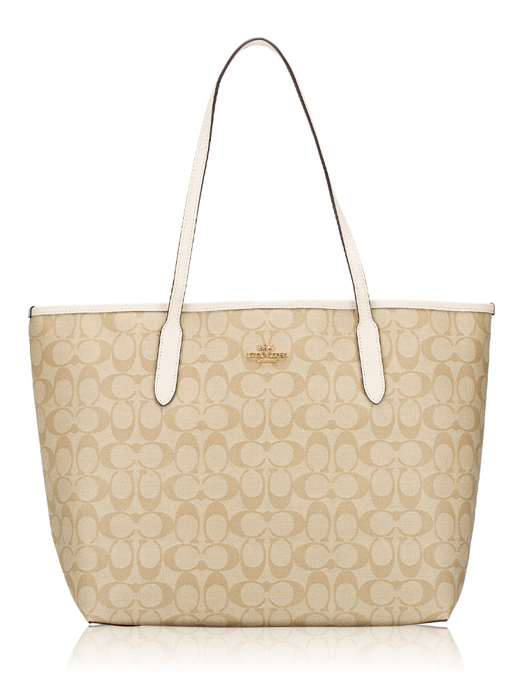 5696 Signature Open City Tote Light Khaki Chalk Gold