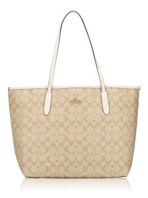5696 Signature Open City Tote Light Khaki Chalk Gold