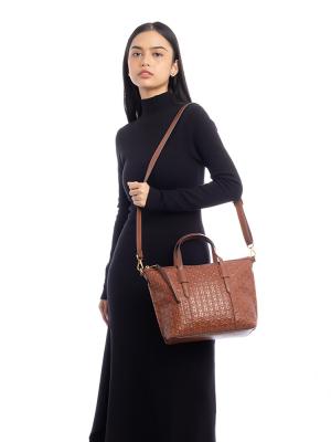 SHB3227499 Skylar Satchel Black Emboss Brown