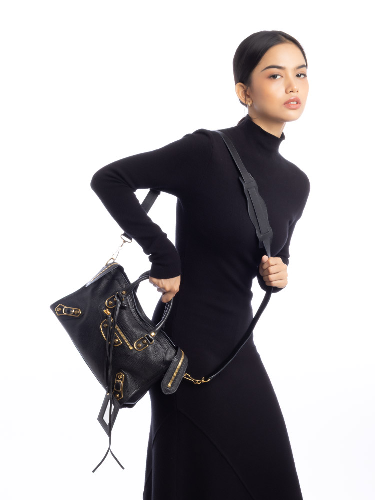 Gold Metallic Edge Small City Black