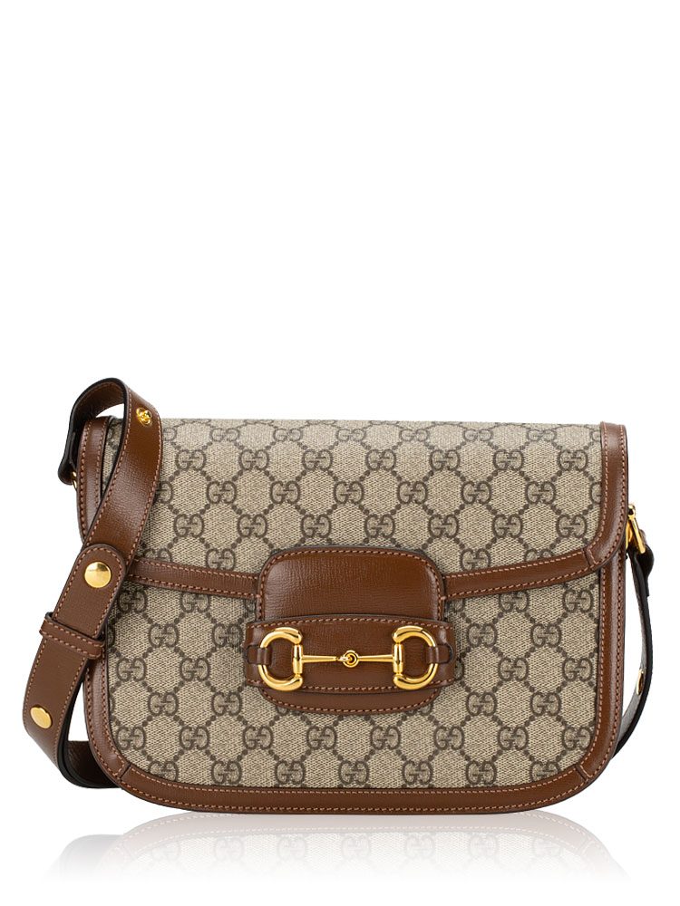 GG Supreme Horsebit 1955 Medium Shoulder Bag Beige Brown Sugar
