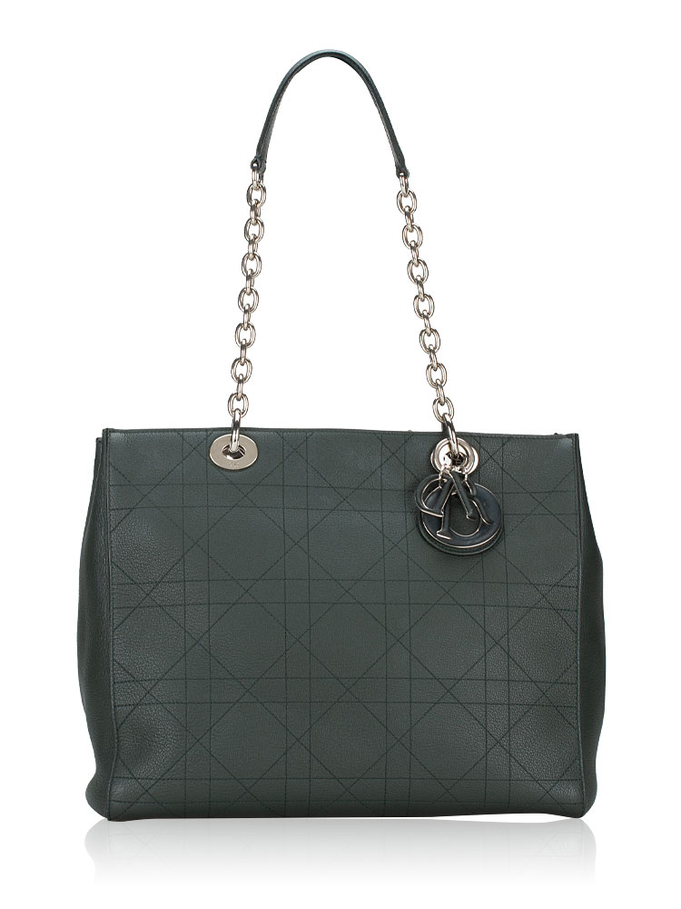 Grained Calfskin Cannage Ultradior Medium Tote Dark Green
