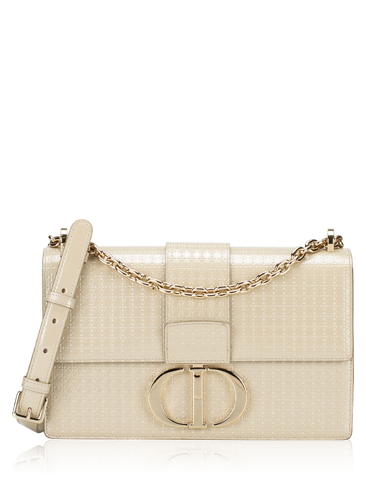 Patent Micro Cannage 30 Montaigne Flap Bag Beige