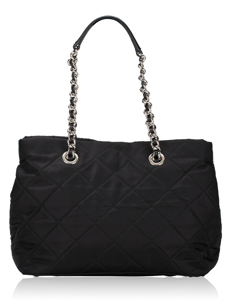 Prada 1BG740 Tessuto Impuntu Convertible Tote Nero - Totes Used