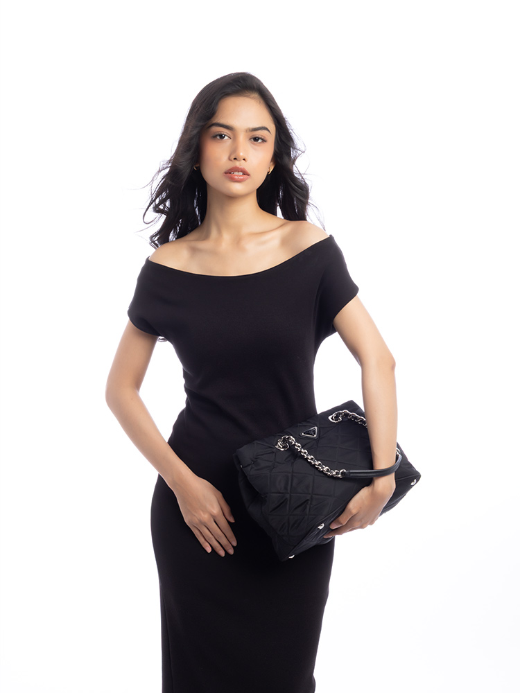 1BG740 Tessuto Impuntu Convertible Tote Nero