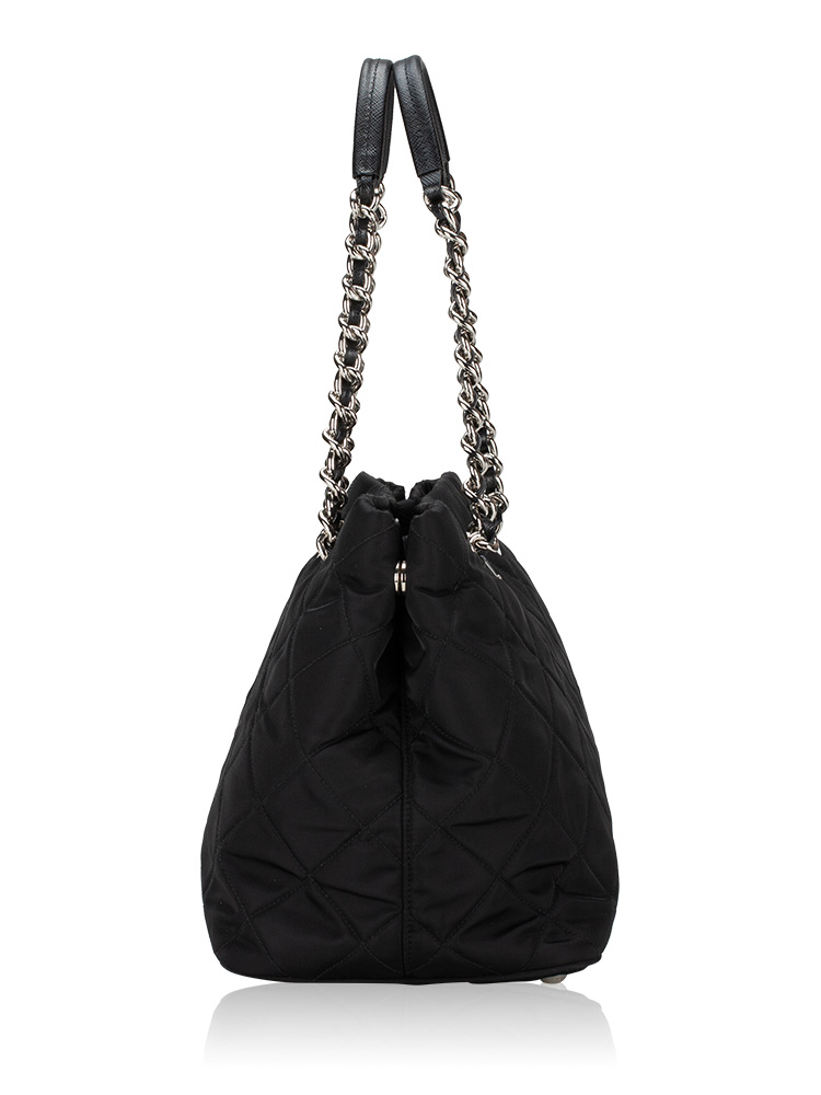 Prada 1BG740 Tessuto Impuntu Convertible Tote Nero - Totes Used