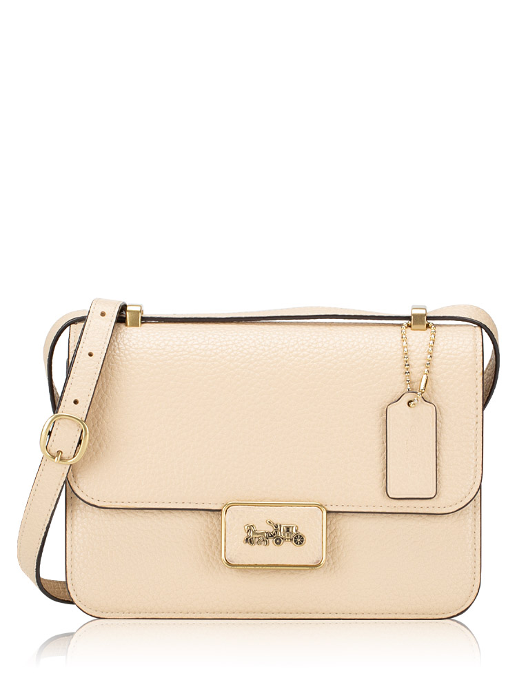 3928 Alie Leather Shoulder Bag Ivory