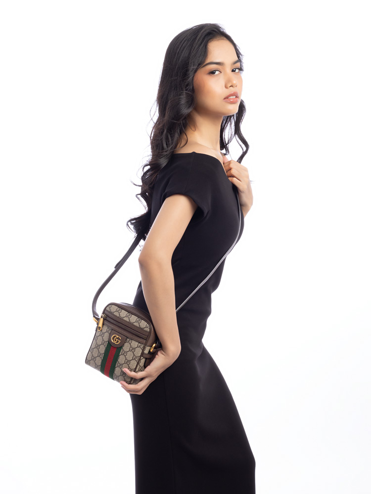 GG Supreme Web Ophidia Mini Messenger Beige Ebony