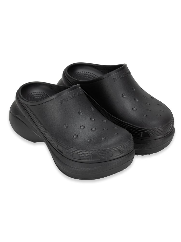 X CROCS Platform Rubber Mules Black Sz 38 