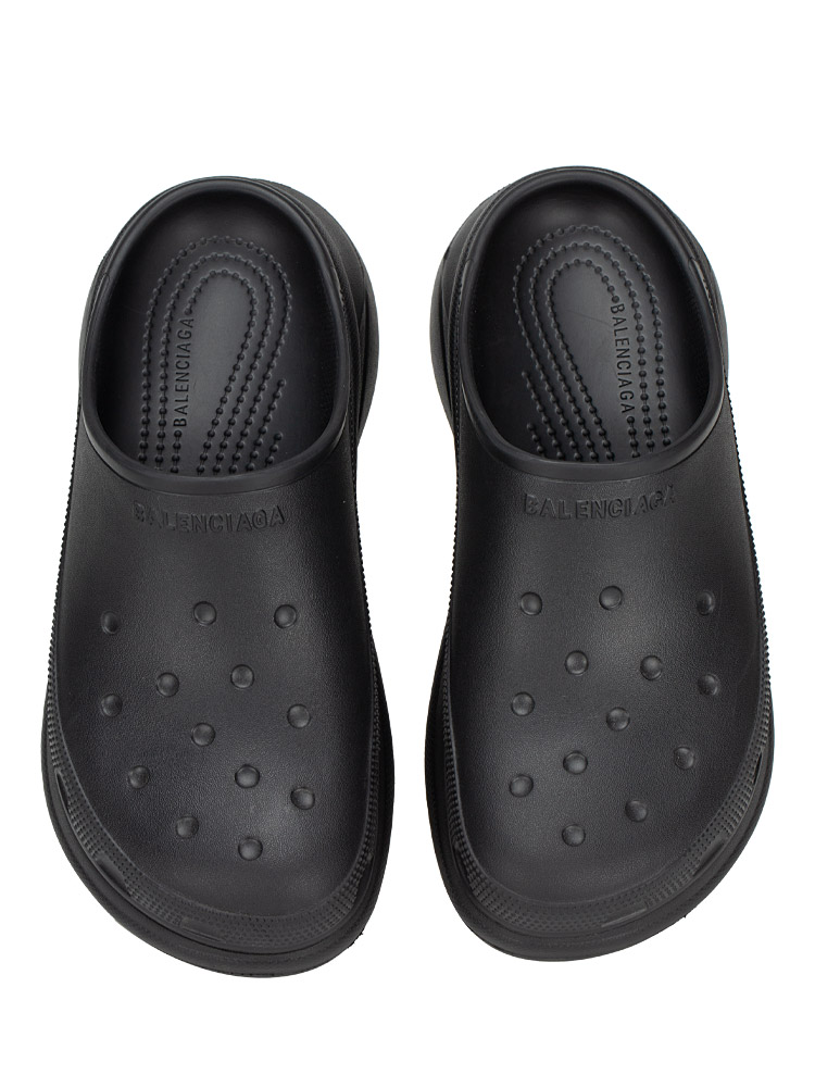X CROCS Platform Rubber Mules Black Sz 38 
