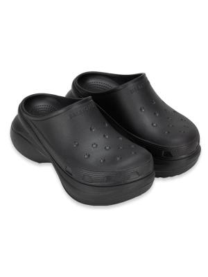X CROCS Platform Rubber Mules Black Sz 38 