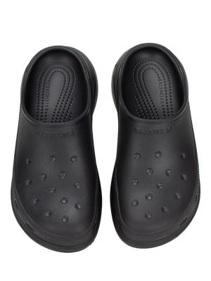 X CROCS Platform Rubber Mules Black Sz 38 