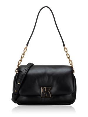 Dakota Puffy Leather Crossbody Black