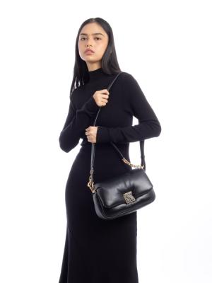 Dakota Puffy Leather Crossbody Black