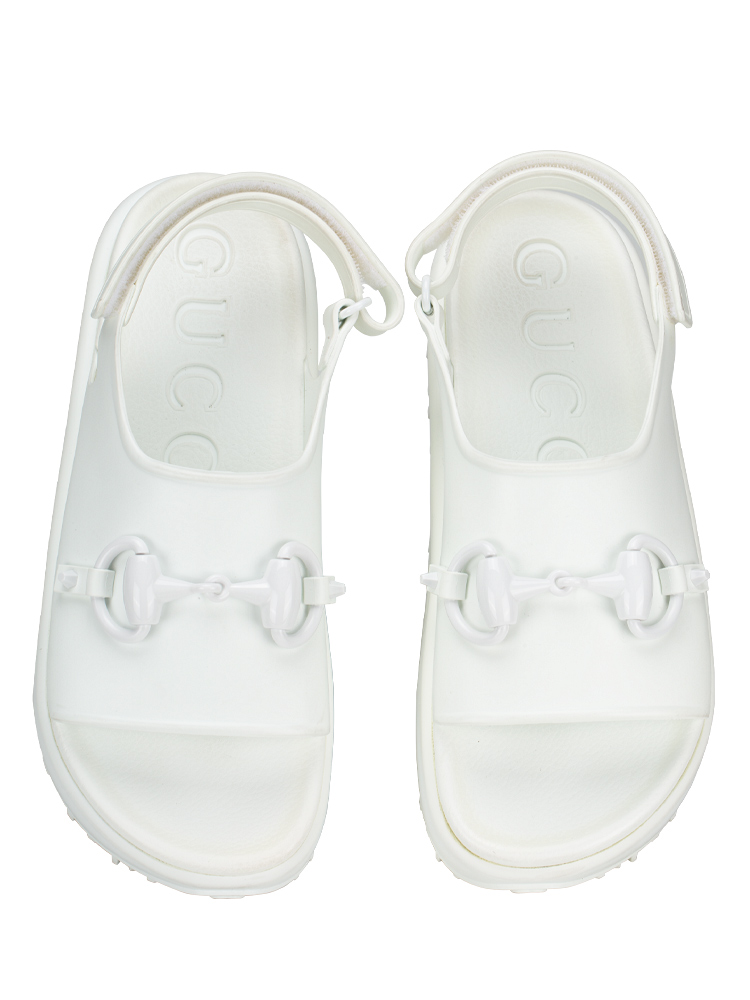 Soft Rubber Horsebit Touch Strapped Sandals Great White Sz 40 