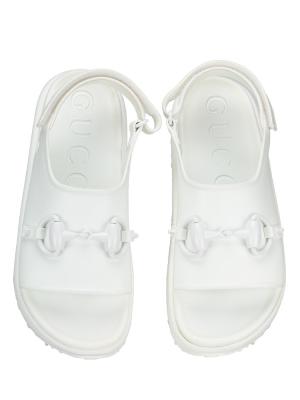 Soft Rubber Horsebit Touch Strapped Sandals Great White Sz 40 