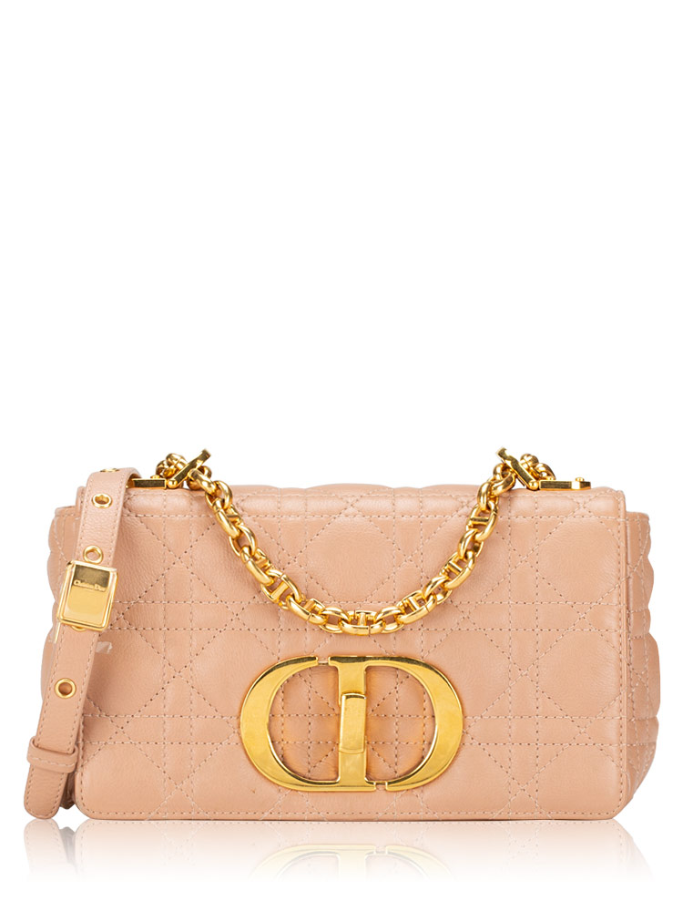 Calfskin Cannage Small Caro Bag Rose De Vents