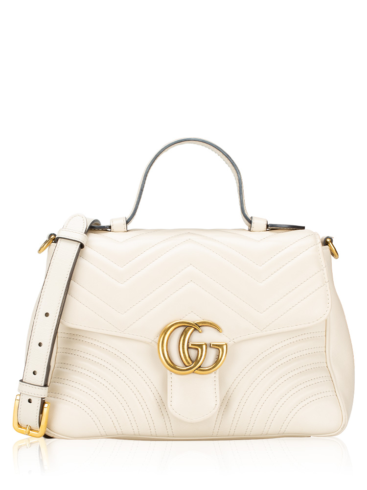 GG Marmont Matelasse Small Top Handle Bag Mystic White
