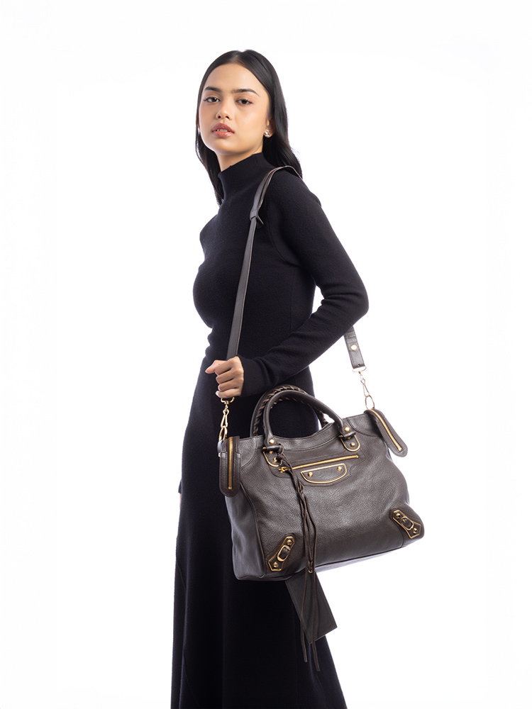 Gold Metallic Edge Velo Marron Ebene