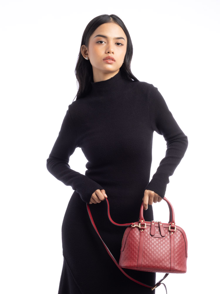 Microguccissima Mini Dome Bag Hibiscus Red