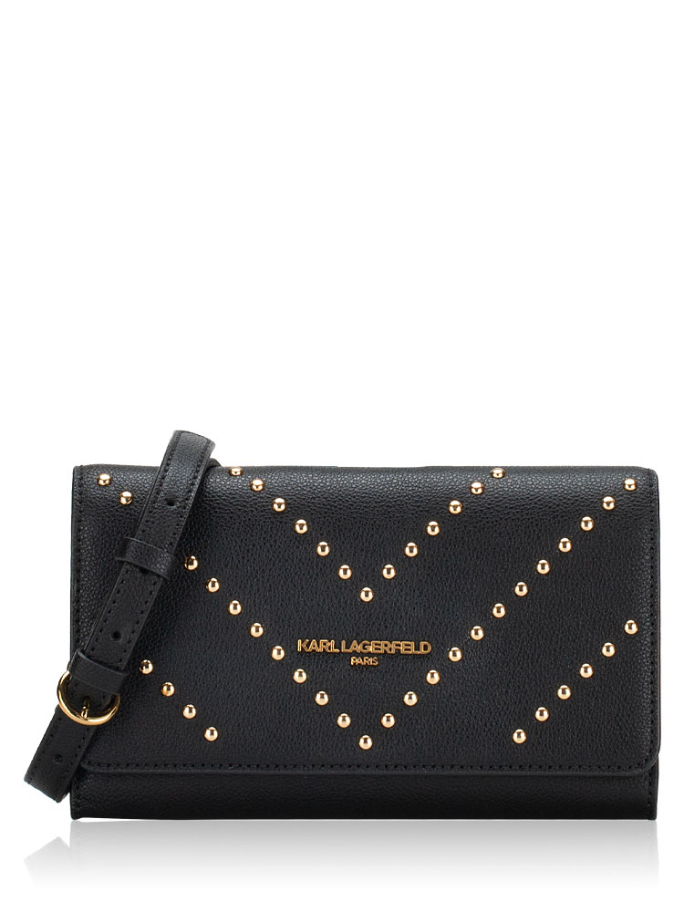 Lourdes Chevron Stud Crossbody Black